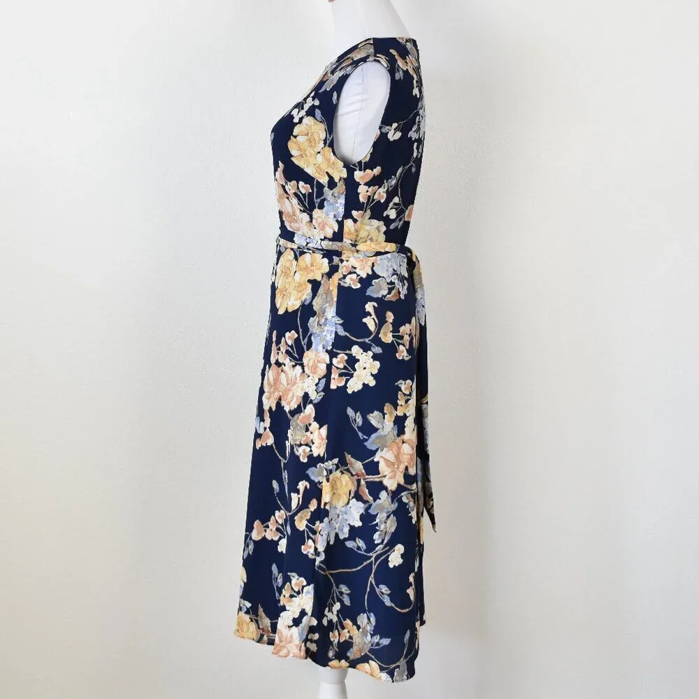 Lauren Ralph Lauren Floral Belted Crepe Midi Dress - 4 - Picture 4 of 8
